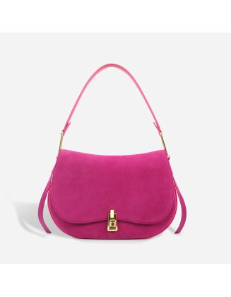 New stylish handbag with metal buckle, elegant and sophisticated women's handbag, velvet leather shoulder bag