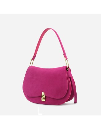 New stylish handbag with metal buckle, elegant and sophisticated women's handbag, velvet leather shoulder bag