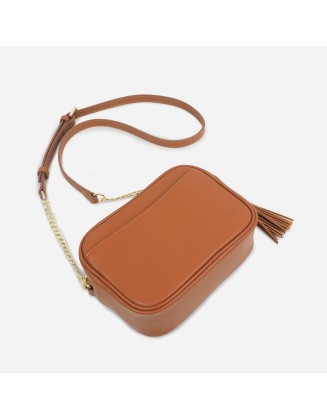 New women's crossbody phone bag, multi-layer shoulder bag, solid-color tassel bag, lightweight small square bag