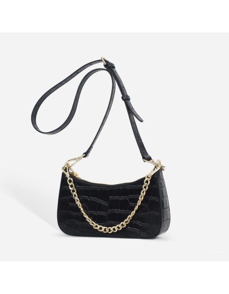 New Crocodile-Patterned Single-Shoulder Underarm Women's Fashion Crossbody Bag with Chain Leather Strap