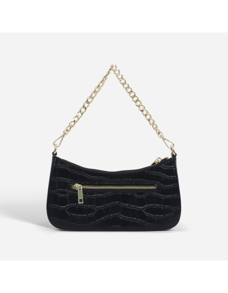 New Crocodile-Patterned Single-Shoulder Underarm Women's Fashion Crossbody Bag with Chain Leather Strap