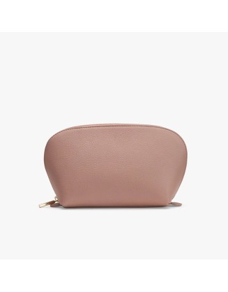 PU leather solid color makeup bag, new shell-shaped semi-circular toiletries bag, large capacity cosmetic storage bag