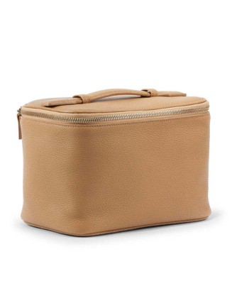 Top-layer cowhide makeup bag, large-capacity makeup storage bag, travel-friendly handheld zipper makeup bag for women
