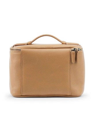 Top-layer cowhide makeup bag, large-capacity makeup storage bag, travel-friendly handheld zipper makeup bag for women