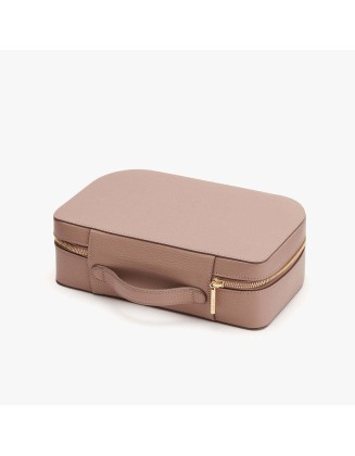 Genuine leather multifunctional handbag makeup bag with lychee pattern, large capacity cosmetics portable travel storage bag