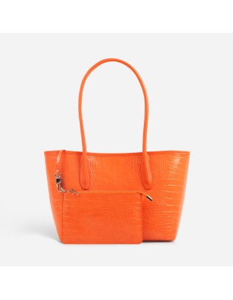 Crocodile-patterned underarm leather shoulder bag for women, stylish and versatile tote bag with a high-quality feel and large capacity