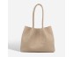 Woven vegetable basket bag, handmade handbag, large capacity shoulder tote bag, leather mother-and-child bag, bucket bag