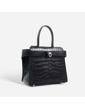 Crocodile-patterned handbag, women's luxury commuter bag, large capacity, versatile, office-style, single-shoulder crossbody leather bag