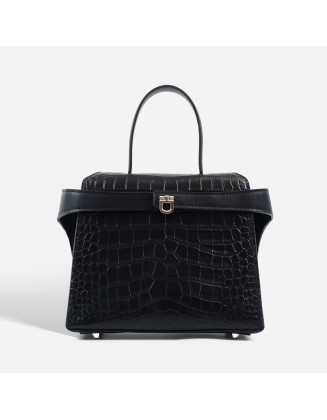 Crocodile-patterned handbag, women's luxury commuter bag, large capacity, versatile, office-style, single-shoulder crossbody leather bag
