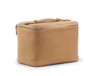 Top-layer cowhide makeup bag, large-capacity makeup storage bag, travel-friendly handheld zipper makeup bag for women