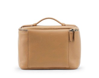Top-layer cowhide makeup bag, large-capacity makeup storage bag, travel-friendly handheld zipper makeup bag for women