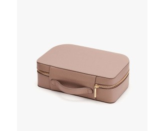 Genuine leather multifunctional handbag makeup bag with lychee pattern, large capacity cosmetics portable travel storage bag