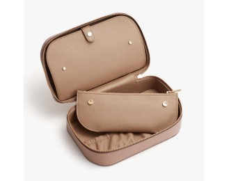 Genuine leather multifunctional handbag makeup bag with lychee pattern, large capacity cosmetics portable travel storage bag