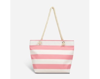 New striped nylon bag, waterproof beach bag, large capacity handbag, single shoulder bag, hemp rope handle shopping bag