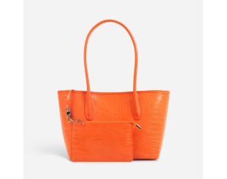 Crocodile-patterned underarm leather shoulder bag for women, stylish and versatile tote bag with a high-quality feel and large capacity