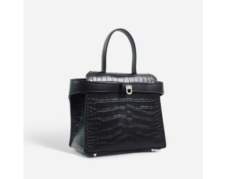 Crocodile-patterned handbag, women's luxury commuter bag, large capacity, versatile, office-style, single-shoulder crossbody leather bag