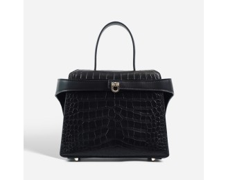 Crocodile-patterned handbag, women's luxury commuter bag, large capacity, versatile, office-style, single-shoulder crossbody leather bag